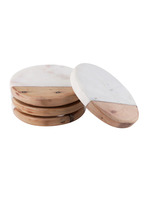 Personalised Marble and Wood Coaster